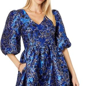 Size 8 Lilly Pulitzer Vibrant Blue Long Sleeve Dress